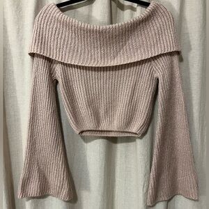 Bell Sleeve Blush Crop Sweater